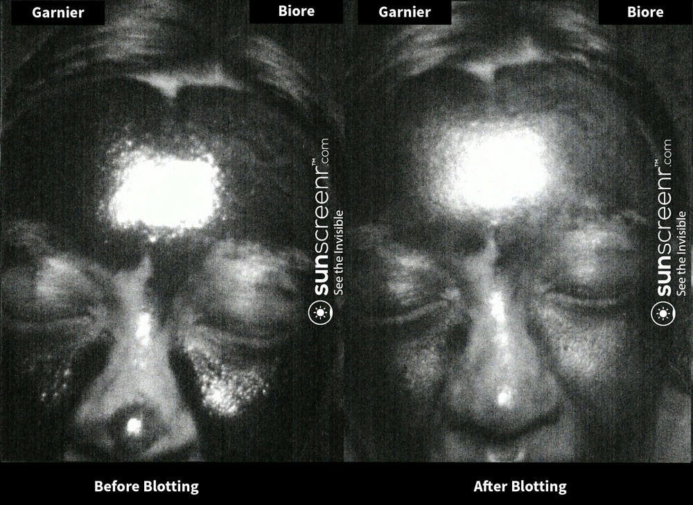 Before and After blotting with tissue